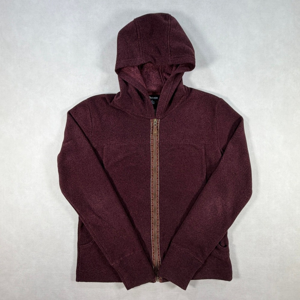 Sherpa‎ Adventure Gear Womens Medium Full Zip Hoodie Jacket Burgundy Red Fleece